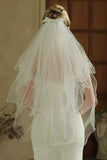 Elegant Ivory Bowed Tulle Ruffled Bridal Veil