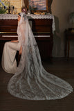Elegant Ivory Lace Bridal Veil with Sweep Train
