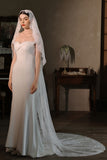 Elegant Ivory Lace Bridal Veil with Sweep Train