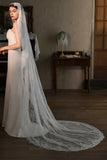 Elegant Ivory Lace Bridal Veil with Sweep Train