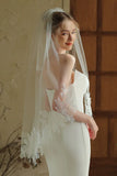 Elegant Ivory Tulle Lace Bridal Veil