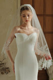 Elegant Ivory Tulle Lace Bridal Veil