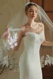 Elegant Ivory Tulle Lace Bridal Veil