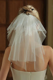 Ivory Beaded Tulle Short Bridal Veil