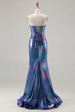 Mermaid Corset Navy Strapless Prom Dress