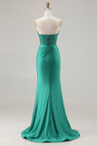 Mermaid Dark Green Corset Strapless Prom Dress
