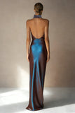 Electric Blue Halter Mermaid Long Wedding Guest Dress with Slit
