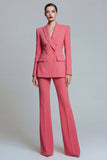 Peaked Lapel 2 Piece Slim Fit Coral Women Suits