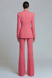 Peaked Lapel 2 Piece Slim Fit Coral Women Suits
