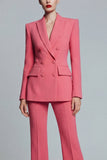 Peaked Lapel 2 Piece Slim Fit Coral Women Suits