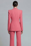 Peaked Lapel 2 Piece Slim Fit Coral Women Suits