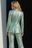 Sparkly Peaked Lapel 2 Piece Green Women Prom Suits