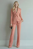 Peaked Lapel 2 Piece Slim Fit Orange Women Suits