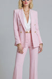 Pink 2 Piece Peaked Lapel Women Suits