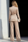 Champagne Peaked Lapel 2 Piece Women Suits with Sash
