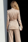 Champagne Peaked Lapel 2 Piece Women Suits with Sash