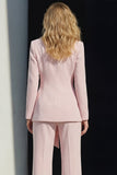 Pink Slim Fit Peaked Lapel 2 Piece Women Suits