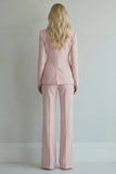 Peaked Lapel 2 Piece Pink Single Buckle Women Suits