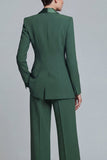 2 Piece Dark Green Shawl Lapel Single Buckle Women Suits
