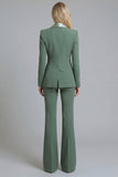 Shawl Lapel 2 Piece Grey Green Slim Fit Women Suits