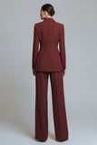 Peaked Lapel 2 Piece Burnt Orange Slim Fit Women Suits