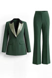 Dark Green Peaked Lapel 2 Piece Classic Women Suits
