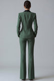 Dark Green Peaked Lapel 2 Piece Classic Women Suits