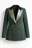 Dark Green Peaked Lapel 2 Piece Classic Women Suits