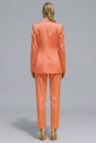 Orange 2 Piece Notched Lapel Single Buckle Women Suits