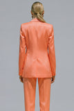 Orange 2 Piece Notched Lapel Single Buckle Women Suits