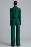 2 Piece Dark Green Peaked Lapel Women Suits