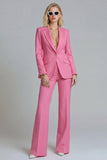 2 Piece Fuchsia Peaked Lapel Slim Fit Women Suits