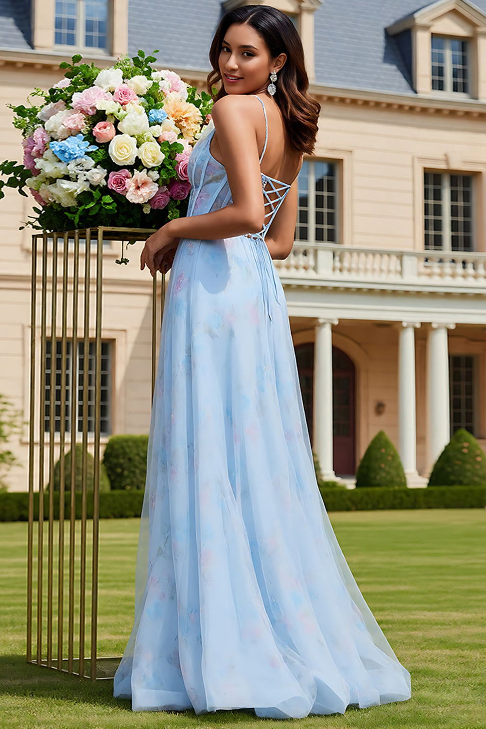 princess polly baby blue dress SHEIN LADY Church Dresses main image 1