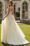 Daffodil Floral Corset A Line Long Prom Dress