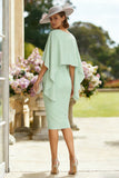 Sheath Dusty Rose Bateau Neck Midi Mother of the Bride Dress with Cape