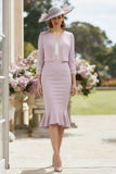 Mermaid Light Purple 2-piece Midi Mother of the Bride Dress with Ruffles
