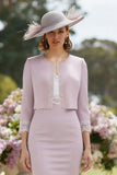 Mermaid Light Purple 2-piece Midi Mother of the Bride Dress with Ruffles