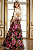Fuchsia Floral A Line Mother of the Bride Dress with Bow