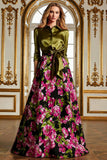Fuchsia Floral A Line Mother of the Bride Dress with Bow