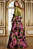 Fuchsia Floral A Line Mother of the Bride Dress with Bow