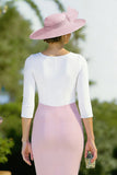 White Blush Pencil Midi Mother of the Bride Dress with Slit