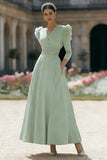 V-Neck A Line Mint Green Long Mother of the Bride Dress with 3D Flowers
