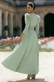 V-Neck A Line Mint Green Long Mother of the Bride Dress with 3D Flowers