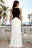 Halter Black and White Cut Out Sheath Formal Dress