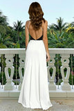 Elegant Black and White Halter Long Formal Dress