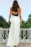 Black and White Halter Ruched Sheath Formal Dress