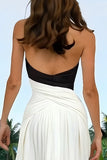 Black and White Halter Ruched Sheath Formal Dress