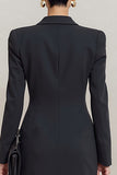 Black Sheath Peak Lapel Double Breasted Work Dress