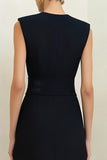 Simple Sheath Black Midi Work Dress