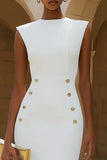 Ivory Sheath Midi Work Dress With Slit